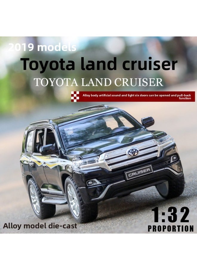 Car To 1:32 Toyota Land Cruiser Car Alloy Car Model Open Door Sound And Light Land Cruise Ship CZ093-Color:Black
