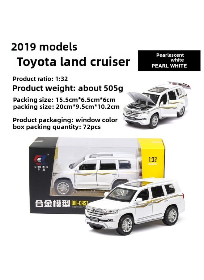 Car To 1:32 Toyota Land Cruiser Car Alloy Car Model Open Door Sound And Light Land Cruise Ship CZ093-Color:Black