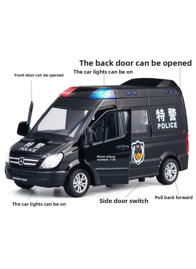 (Boxed) Jiaye 1:32 Ambulance Fire Special Police Van Alloy Car Model Sound And Light Pull Back 32463-Color:Hite Car Model