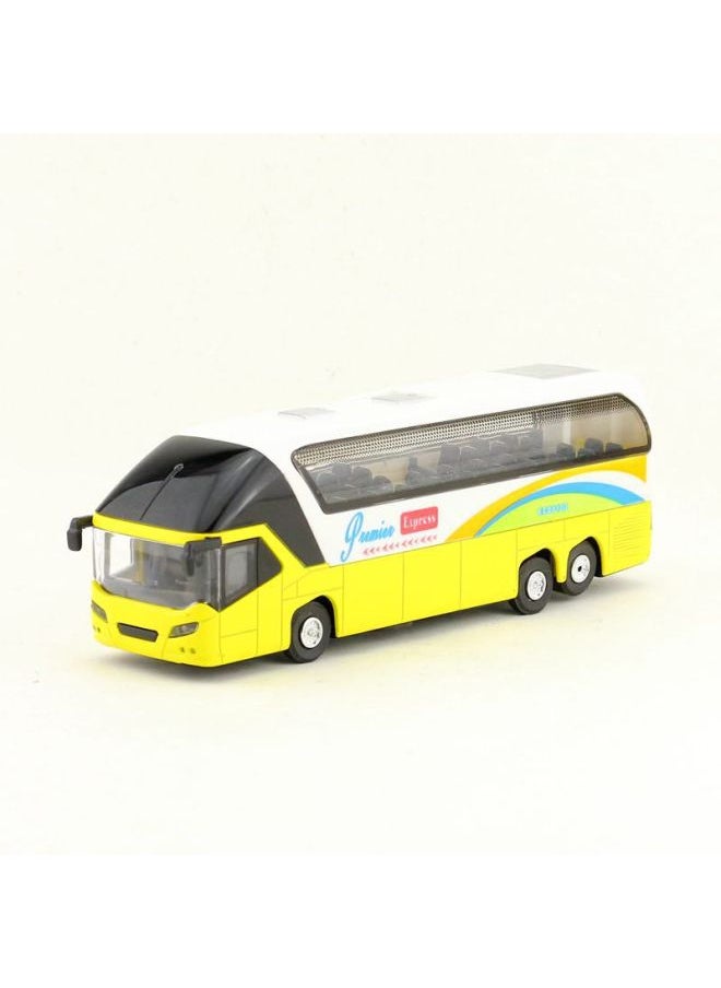 Thiado Toy Alloy Car Model Double-decker Bus Bus Luxury Bus Bus Voice Bulk-Color:Yellow