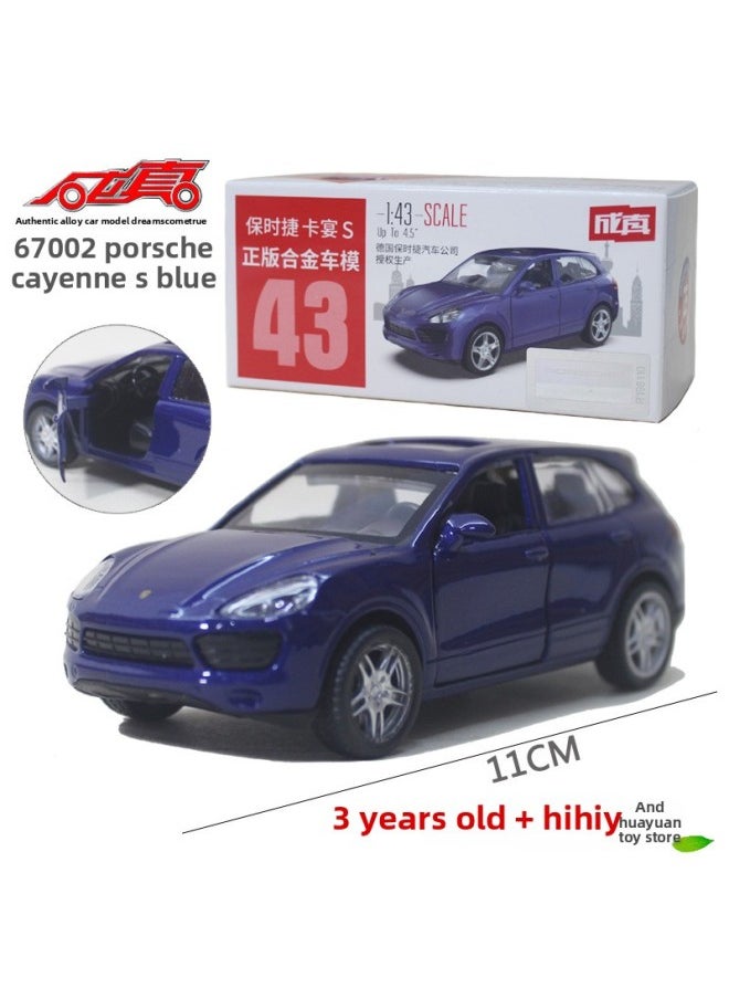 Cai Po Alloy Car Model Police Car Fire Truck Off-road Vehicle SUV Jeep Children's Toy Car-Color:67002 Porsche Cayenne S Blue