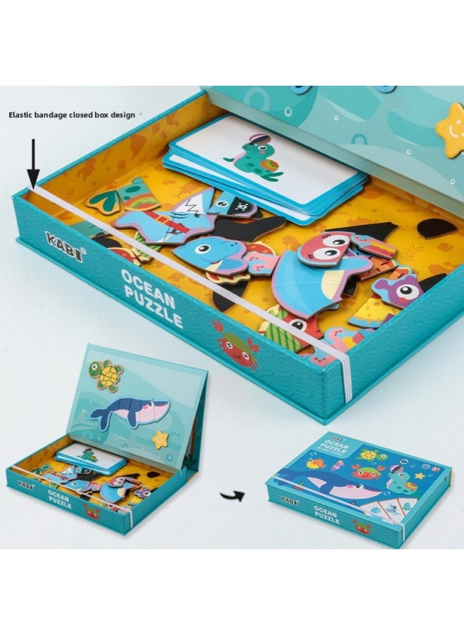 Children's Boxed Magnetic Puzzle Boys And Girls Hands-on Brain Skills Training Baby Holiday Toys Early Education Puzzle-Color:Farm Magnetic Spelling