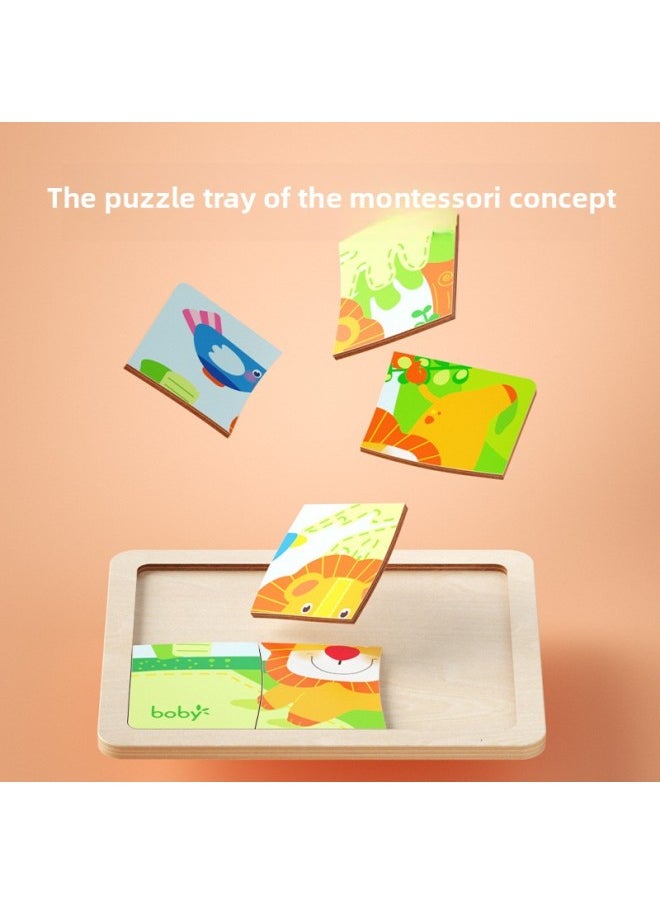 Boby Puzzle Children's Puzzle 1-2 Animals 3 Years Old 4 Baby Boys And Girls Toys Advanced Early Education Introduction-Color:First-order Laser Puzzle (4 Pieces In 4 Pieces Puzzle)