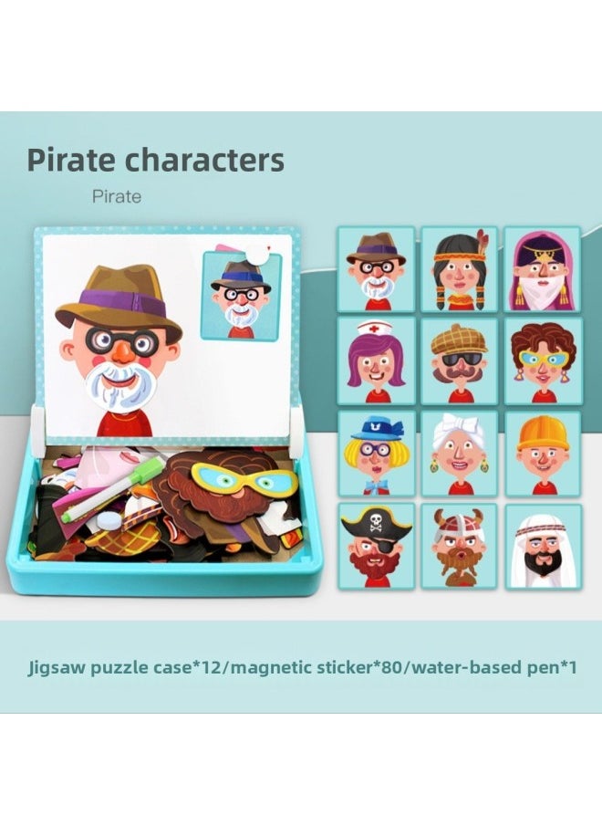 Children's Magnetic Puzzle Toy 2-3-4-5 Years Old Boys And Girls Baby Early Education Children's Intelligence-Color:Pirate Characters
