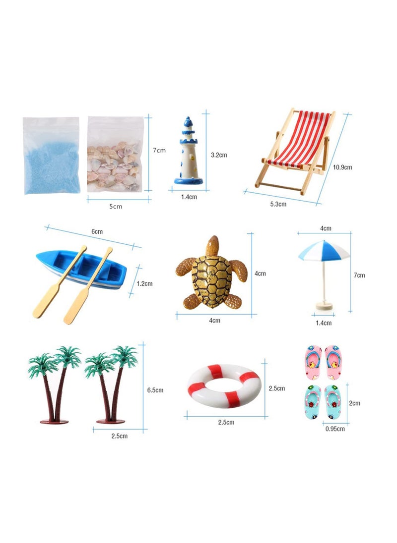 15 Pcs Micro Landscape Miniature Decorations Beach Decoration Ornaments Small Chair Model Parasol Palm Tree Decorative Accessories for DIY Zen Garden