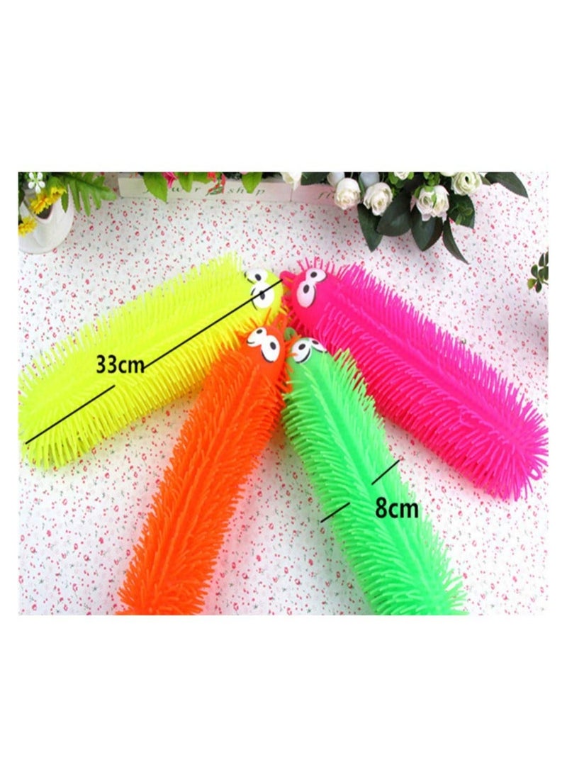 SYOSI 4pcs Flashing Light Up Stretchy Caterpillars, Squishy Stress Balls Toy, Anxiety and Relief Toys for Adults Teen Kids (Four Color)