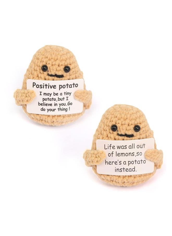 2pcs 7cm Stuffed Potato Toy Knitting Yarn Cute Expression Funny Doll for Home Decoration
