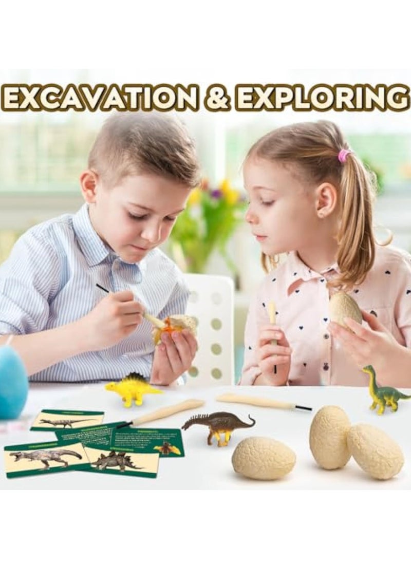 Dinosaur Eggs Dig Kit, Science STEM Toys, 12 Dino Excavation Egg Toys with Playmat, for Kids 5-7, Educational Boy Toy Party Gifts for Boys & Girls Ages