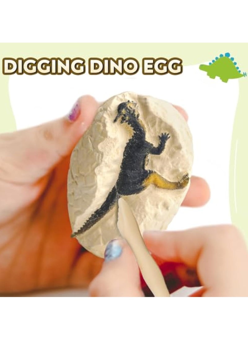 Dinosaur Eggs Dig Kit, Science STEM Toys, 12 Dino Excavation Egg Toys with Playmat, for Kids 5-7, Educational Boy Toy Party Gifts for Boys & Girls Ages