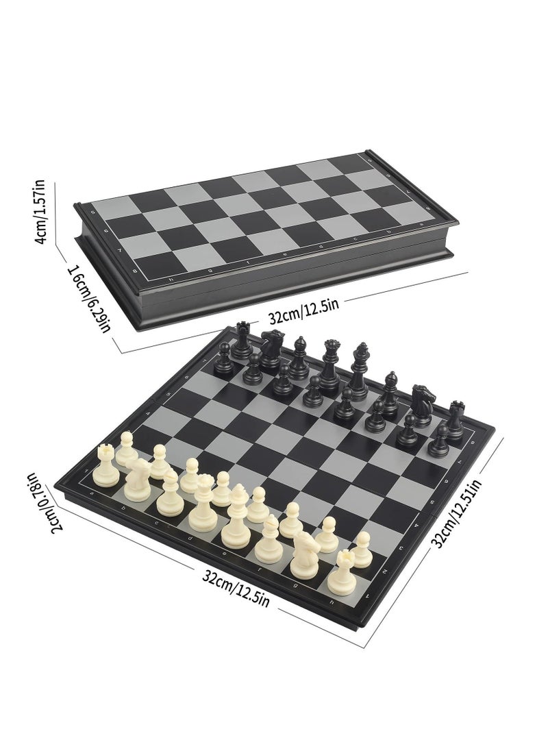 3 in 1 Magnetic Travel Chess Checkers Backgammon Set 12.5