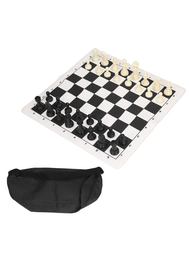 Chess Set Plastic International Black And White Checkerboard With A Storage Bag