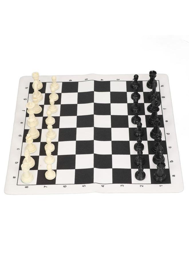 Chess Set Plastic International Black And White Checkerboard With A Storage Bag