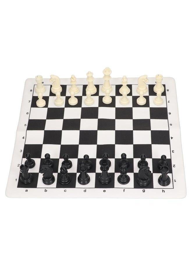 Chess Set Plastic International Black And White Checkerboard With A Storage Bag