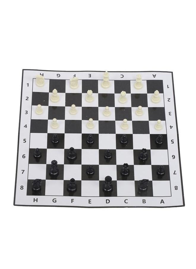 13 Inch Travel Chess Set Plastic 32 Pieces Chessmen with Portable Chessboard for International Game