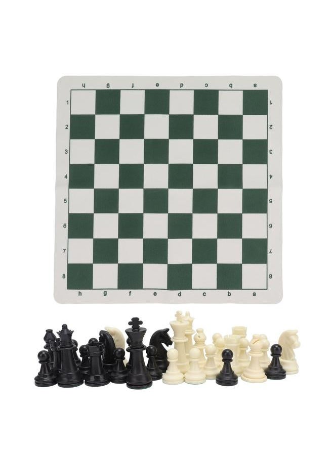 Plastic Chess Pieces with PU Imitation Leather Chessboard International Figures Toy Set