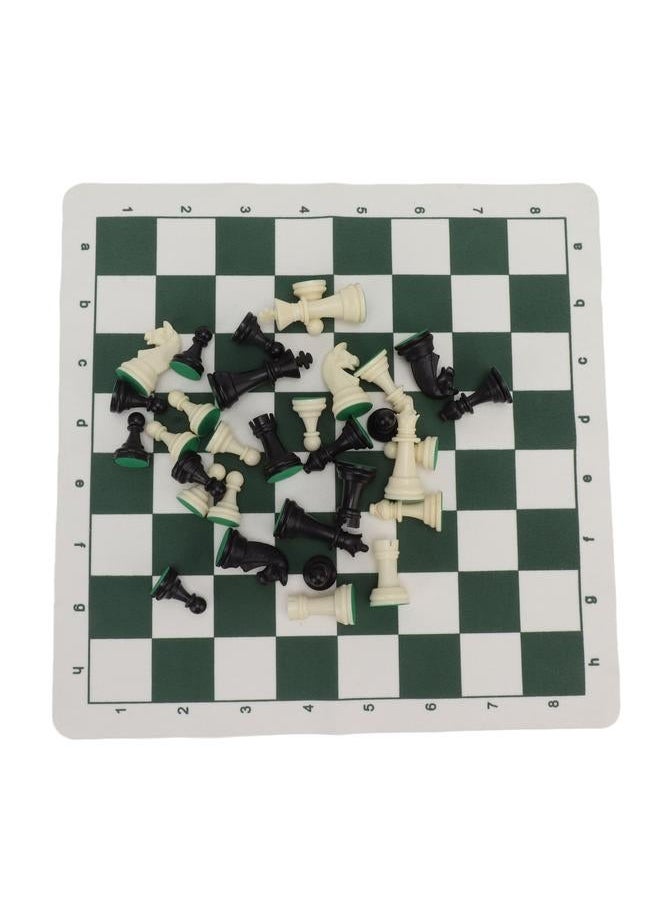 Plastic Chess Pieces with PU Imitation Leather Chessboard International Figures Toy Set