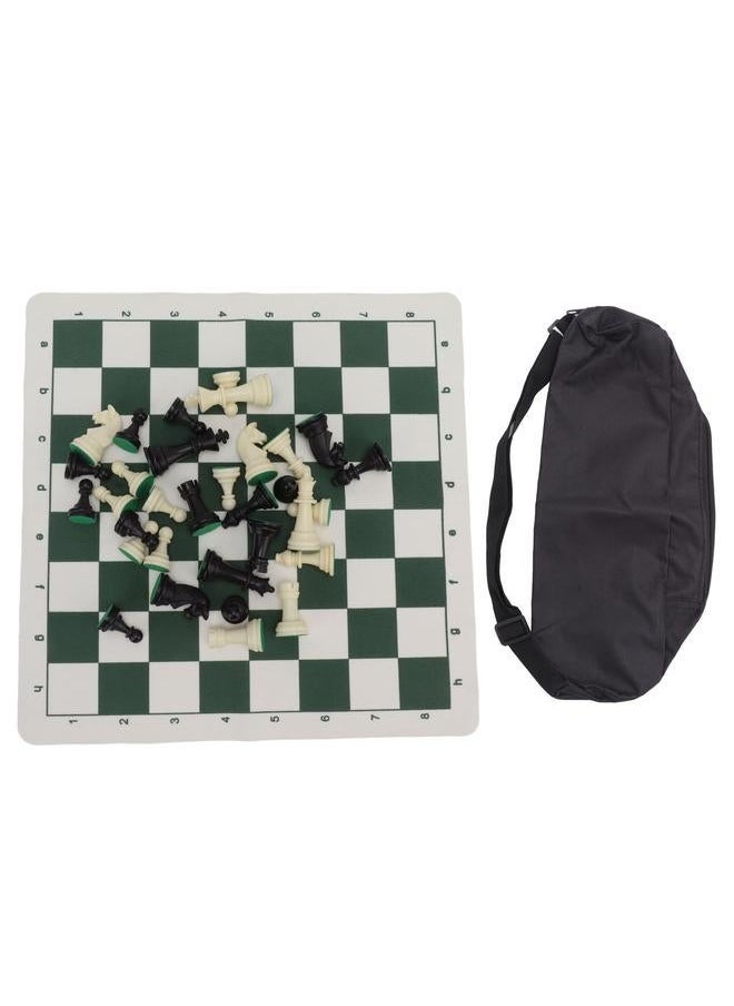 Plastic Chess Pieces with PU Imitation Leather Chessboard International Figures Toy Set