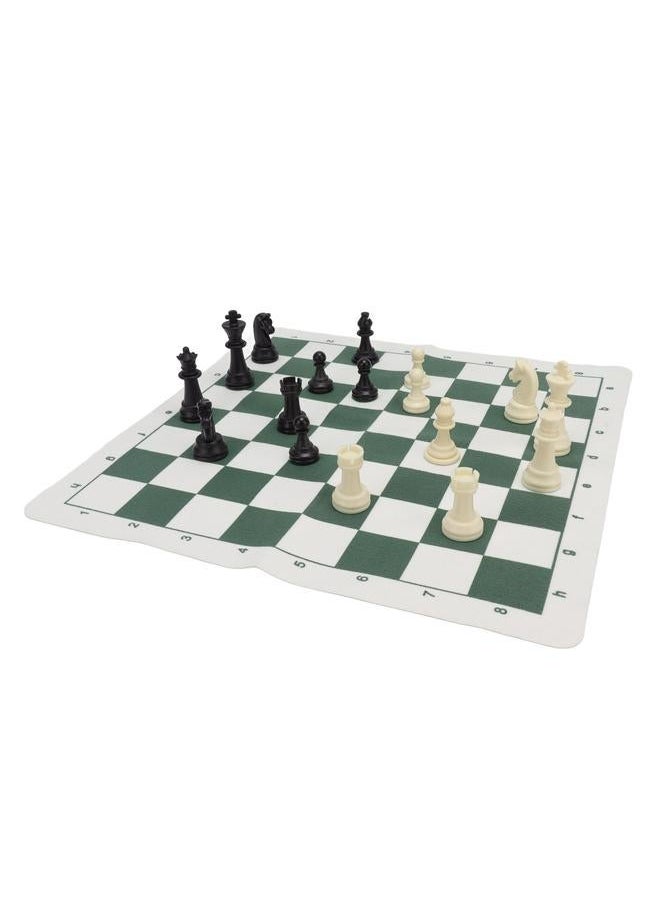 Plastic Chess Pieces with PU Imitation Leather Chessboard International Figures Toy Set