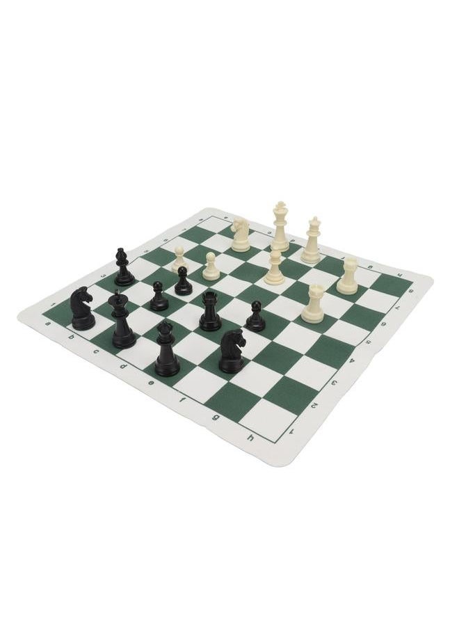 Plastic Chess Pieces with PU Imitation Leather Chessboard International Figures Toy Set