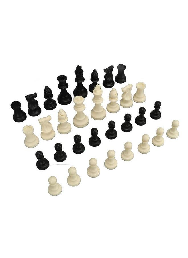 Chess Piece Set PP Plastic 32 Chessmen with Storage Bag for International Game Black and White