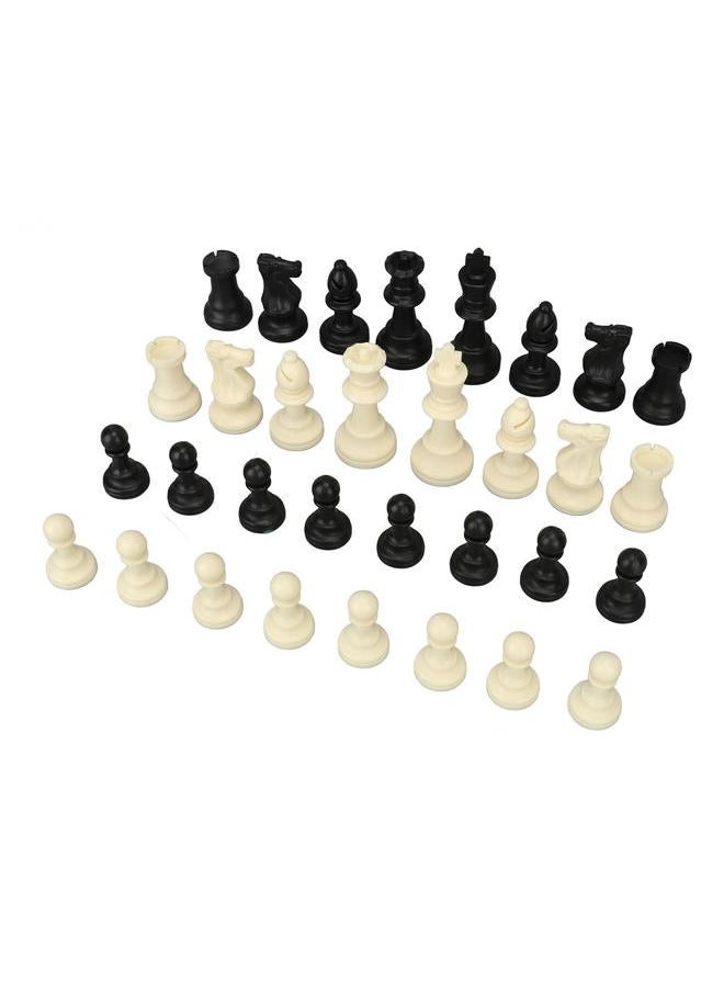 Chess Piece Set PP Plastic 32 Chessmen with Storage Bag for International Game Black and White