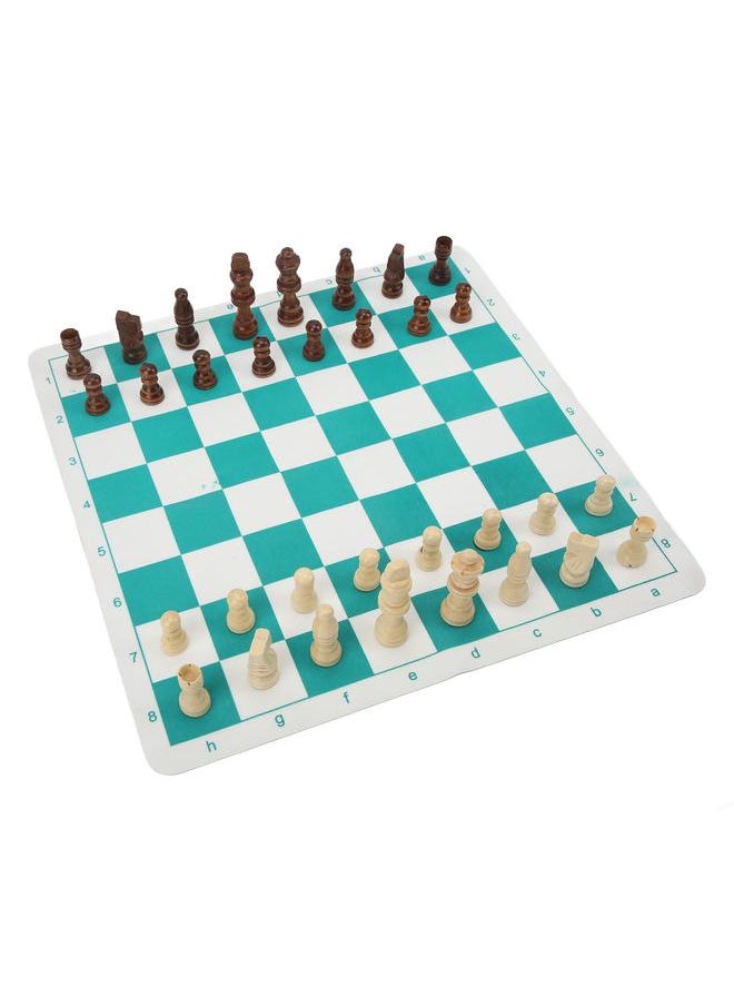 Chess Set Imitation Wood Plastics Glossy Lightweight Pieces with PU Chessboard for Beginners