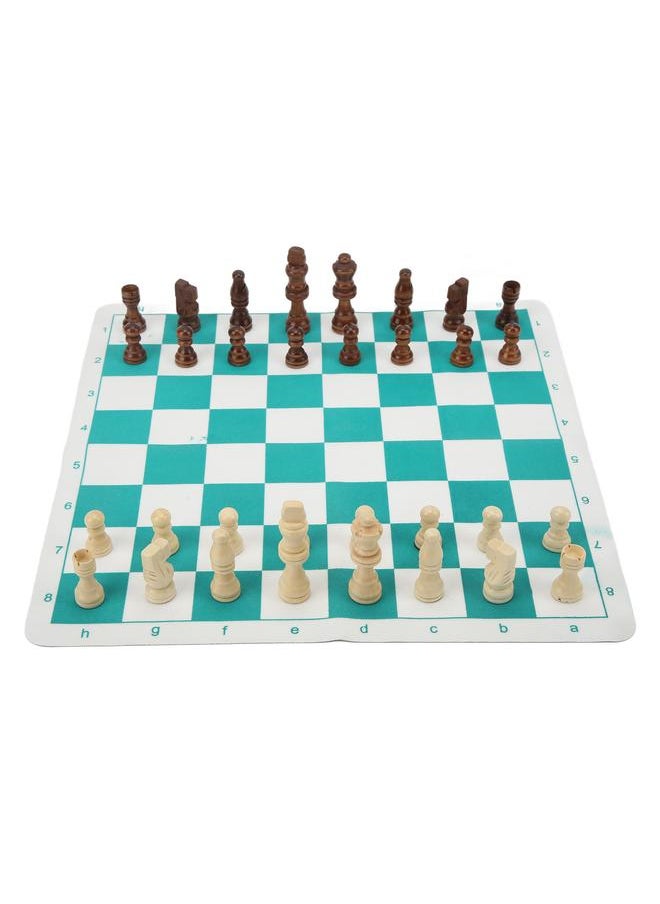Chess Set Imitation Wood Plastics Glossy Lightweight Pieces with PU Chessboard for Beginners