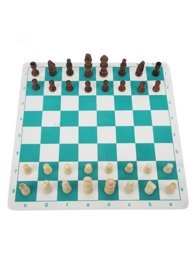 Chess Set Imitation Wood Plastics Glossy Lightweight Pieces with PU Chessboard for Beginners