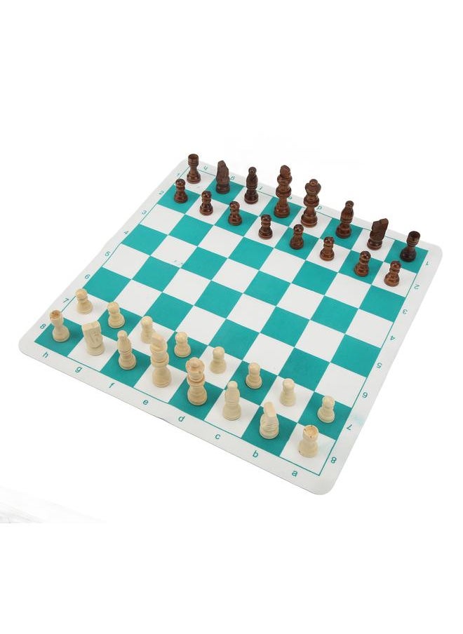 Chess Set Imitation Wood Plastics Glossy Lightweight Pieces with PU Chessboard for Beginners