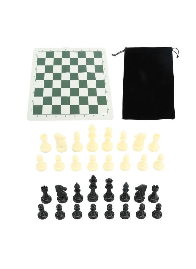 Portable Chess Set Travel Board Game Imitation Leather PU Checkerboard 32 Pieces With Storage Bag