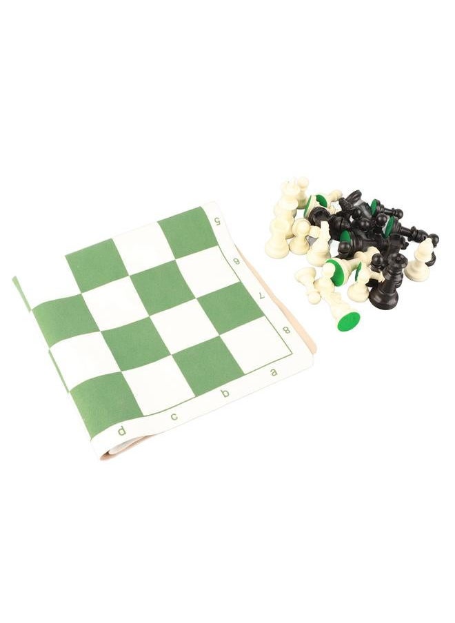 Chess Set Plastic Board Desktop Artificial Leisure Game with Leather Checkerboard for Party Camping Relaxing