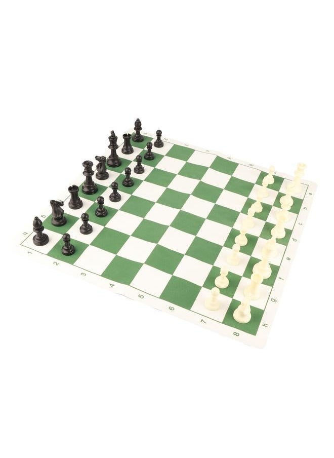 Chess Set Plastic Board Desktop Artificial Leisure Game with Leather Checkerboard for Party Camping Relaxing