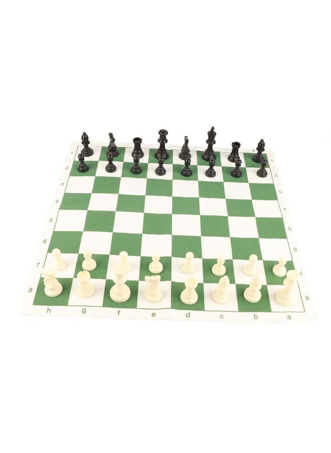 Chess Set Plastic Board Desktop Artificial Leisure Game with Leather Checkerboard for Party Camping Relaxing
