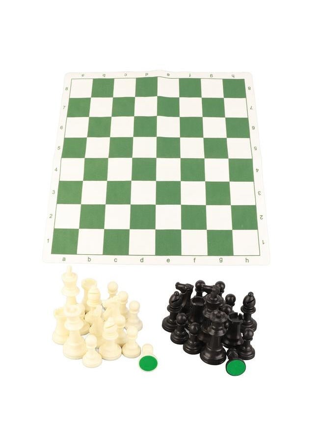 Chess Set Plastic Board Desktop Artificial Leisure Game with Leather Checkerboard for Party Camping Relaxing