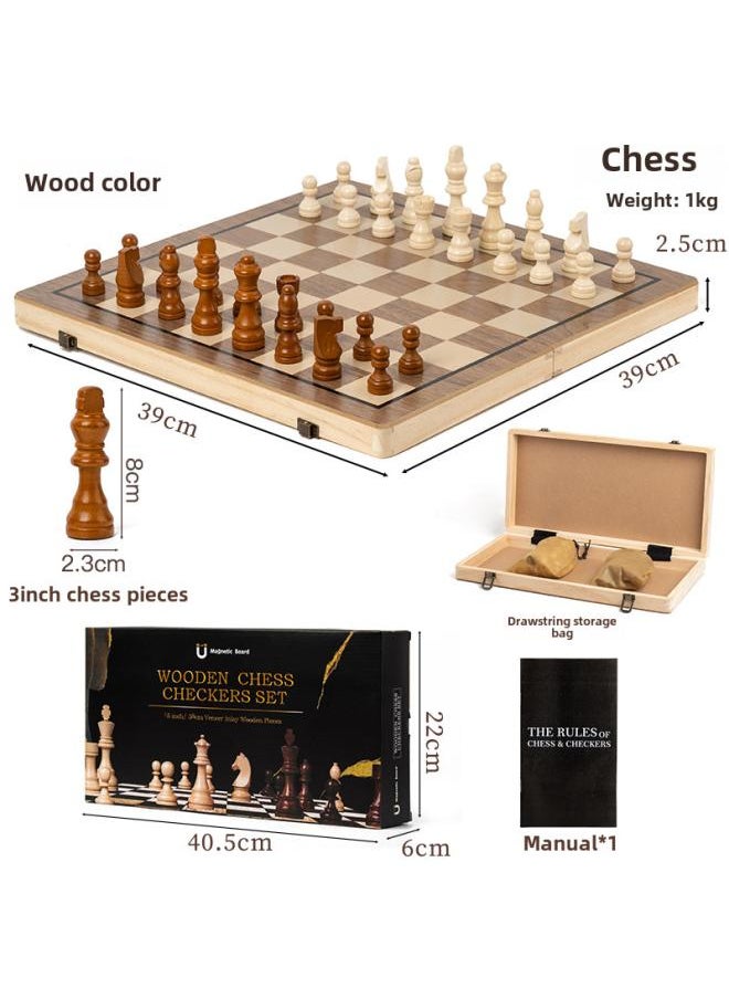 Large Solid Wood Double Queen Magnetic Chess Checkers Set Foldable Chessboard Educational Toys For Adults And Children
