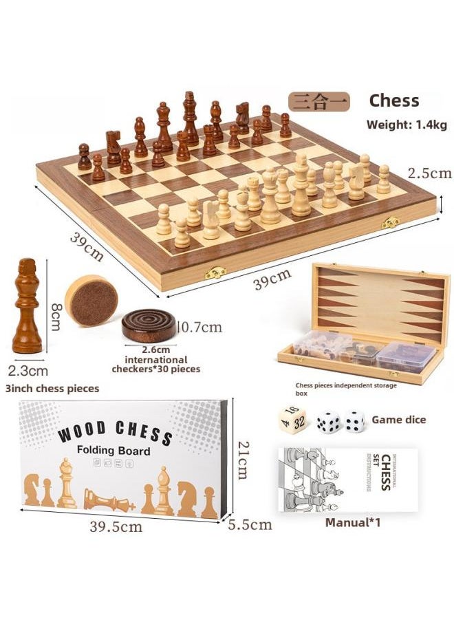 Large Solid Wood Double Queen Magnetic Chess Checkers Set Foldable Chessboard Educational Toys For Adults And Children