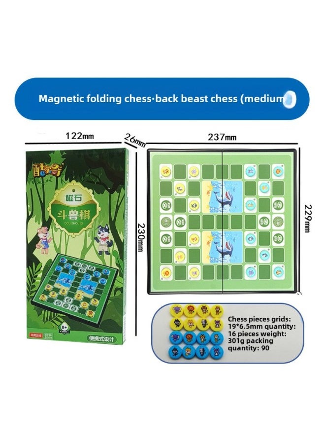 Magnetic Gobang Go Checkers Colosseum Children's Toys Folding Chessboard Chinese Chess Large Magnetic Chess-Color:Magnetic Beast Chess