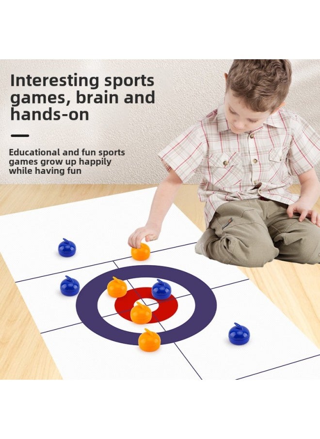 Table Curling Portable Casual Desktop Ice Hockey Decompression Toy Children Parent-Child Interaction Adult Party Battle Game-Colour:Upgraded Material Of Curling And Bowling Two-in-one Set-Specification:Standard