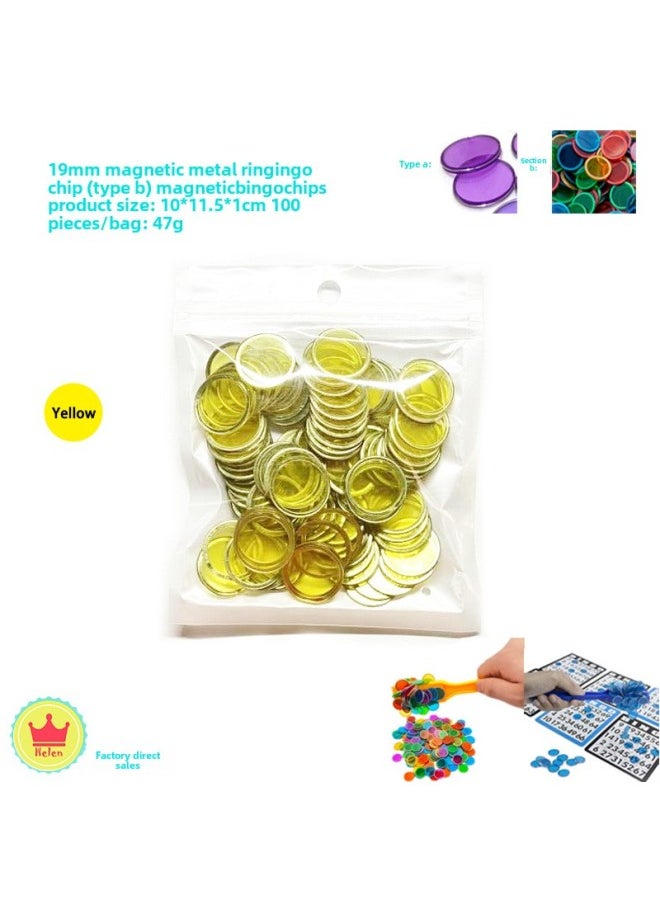 19MM Bingo Chip Chip Plastic Disc Early Education Disc Experimental Magnetic Game Early Education Toys-Specifications:19b Type 100 Pieces Yellow