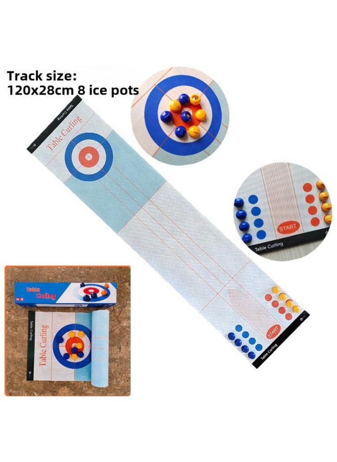 Table Curling Portable Casual Desktop Ice Hockey Decompression Toy Children Parent-Child Interaction Adult Party Battle Game-Colour:Roll Curling Set With 8 Pots-Specification:Standard