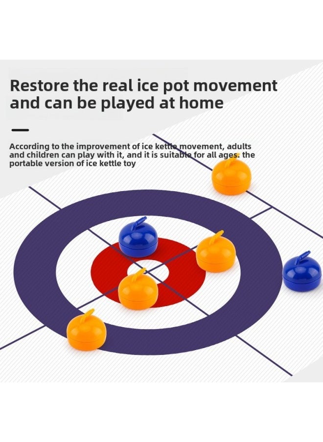Table Curling Portable Casual Desktop Ice Hockey Decompression Toy Children Parent-Child Interaction Adult Party Battle Game-Colour:Roll Curling Set With 8 Pots-Specification:Standard