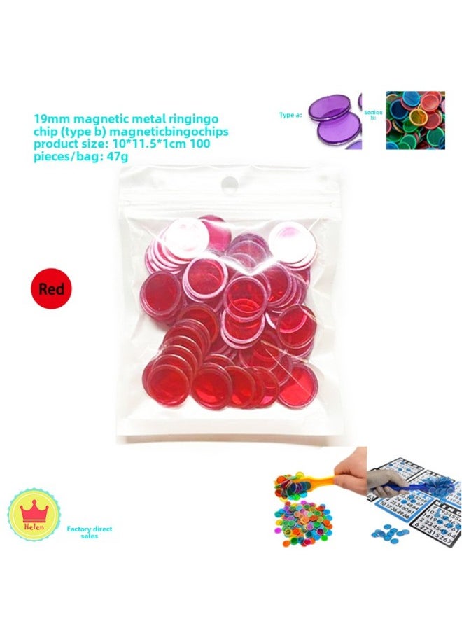 19MM Bingo Chip Chip Plastic Disc Early Education Disc Experimental Magnetic Game Early Education Toys-Specifications:19b Style 100 Pieces Red