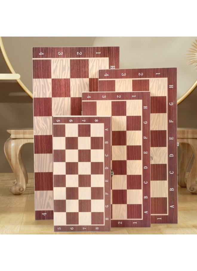 Wooden Chess Backgammon Checkers Three-in-One Portable Folding Wooden Box Suit-Color:24cm