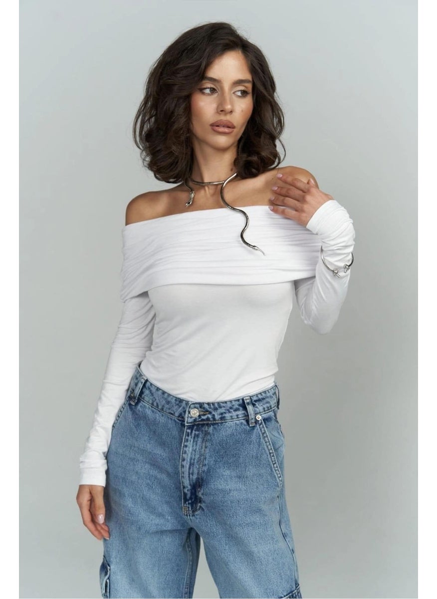 Women's Ecru Mandonna Collar Sandy Blouse