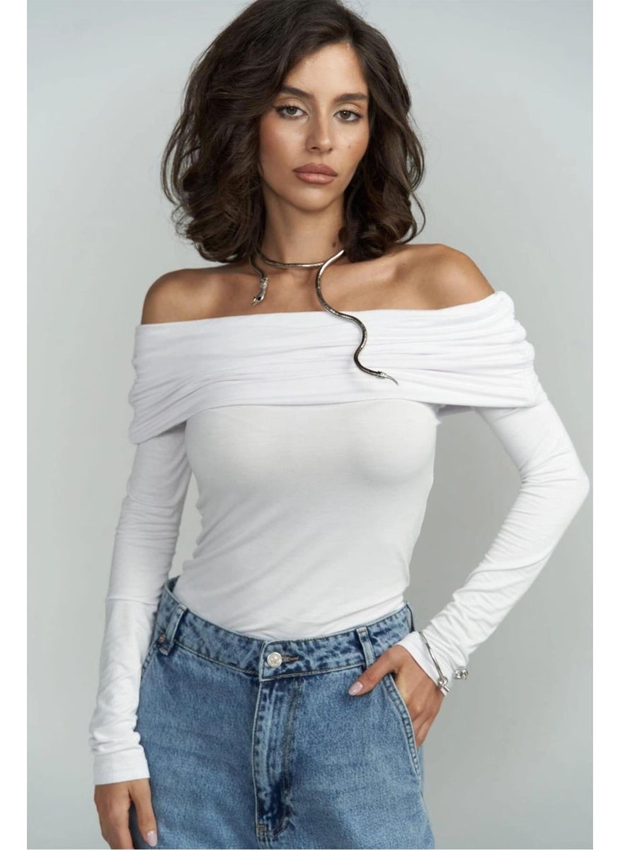 Women's Ecru Mandonna Collar Sandy Blouse