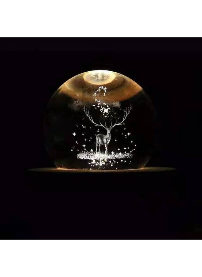 Creative Bird Poem Crystal Ball Music Box Music Box Night Light Bluetooth Audio Sky City Female Birthday Gift-Color:Princess Elsa-qian And Qianxun-gift Box Packaging