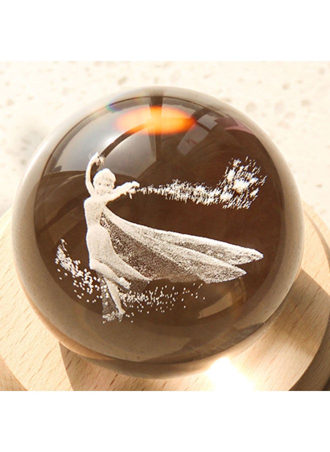 Creative Bird Poem Crystal Ball Music Box Music Box Night Light Bluetooth Audio Sky City Female Birthday Gift-Color:Princess Elsa-qian And Qianxun-gift Box Packaging