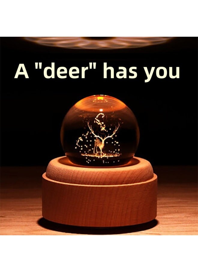 Creative Bird Poem Crystal Ball Music Box Music Box Night Light Bluetooth Audio Sky City Female Birthday Gift-Color:Princess Elsa-qian And Qianxun-gift Box Packaging