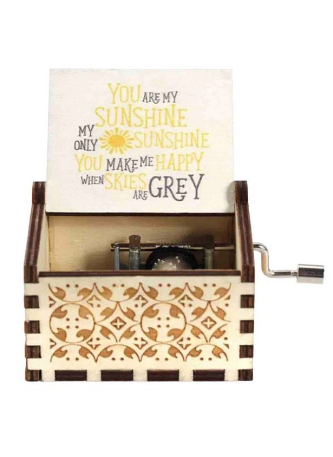 Wooden Music Box Vintage Carved Hand-cranked Eight-tone Box Uv Color Printing You Are My Sunshine-Color:XLM024 You Are My Sunshine Painting-Size:6.4cm * 5.2cm * 4.2cm