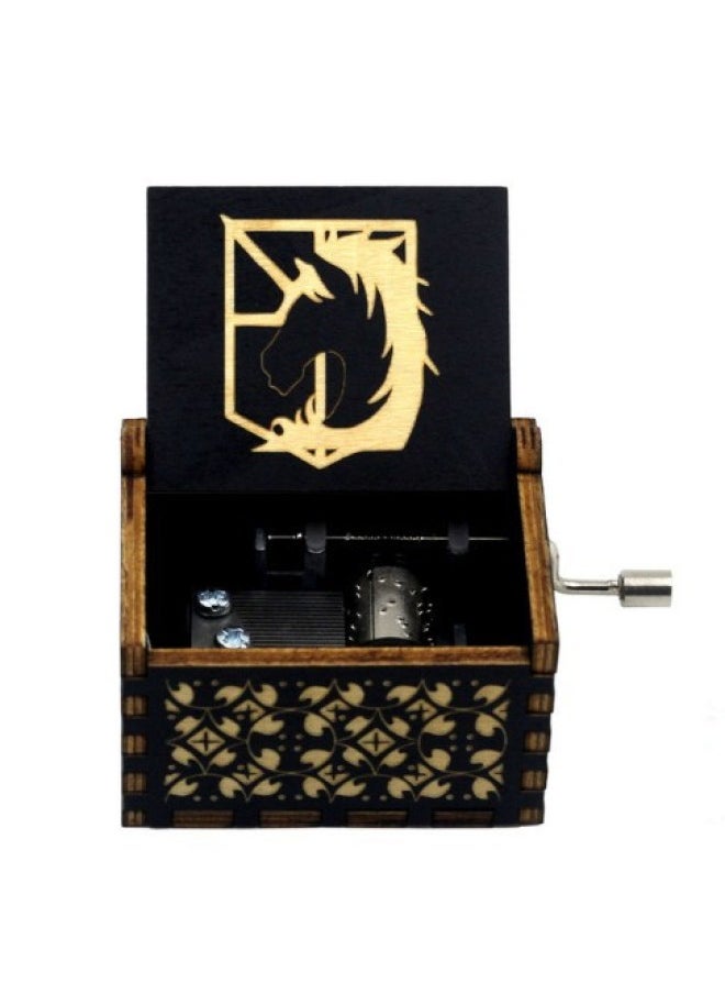Hand-cranked Music Box Vintage Carved Exquisite Painted Attack Giant Same Creative Decoration Wooden Music Box-Color:9-Size:6.4*4.2*5.2cm